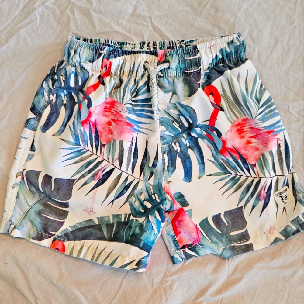 Tropical Flamingo Print Kids Shorts